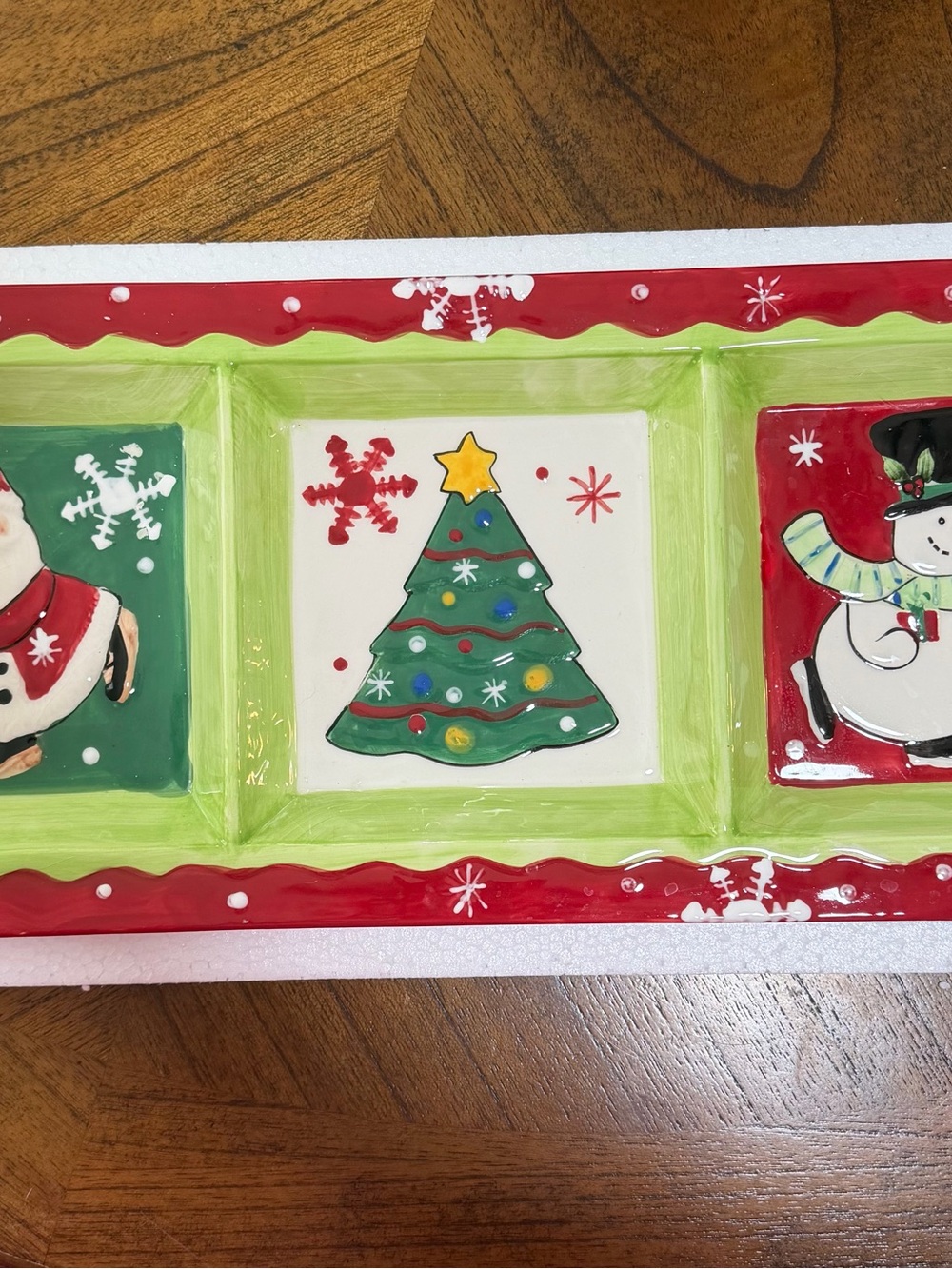 Fitz & Floyd Merry & Bright Christmas 3- Section Server-New in Box